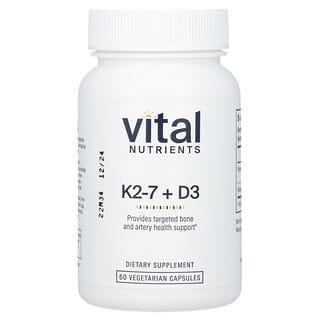 Vital Nutrients‏, K2-7 + D3, ‏60 כמוסות צמחיות
