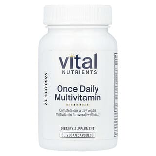 Vital Nutrients, 1日1回のマルチビタミン、ヴィーガンカプセル30粒