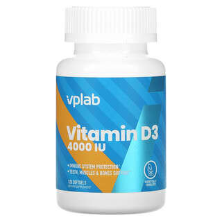 Vplab, Vitamina D3, 4000 UI, 120 cápsulas blandas