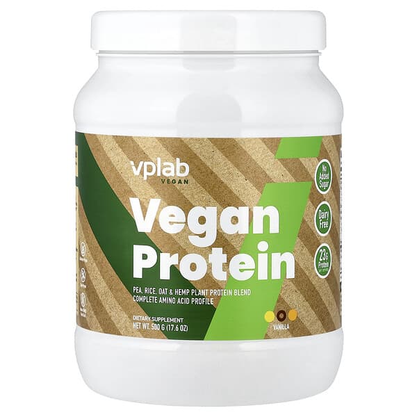 VPLab , 비건 단백질, 바닐라, 500g(17.6oz)