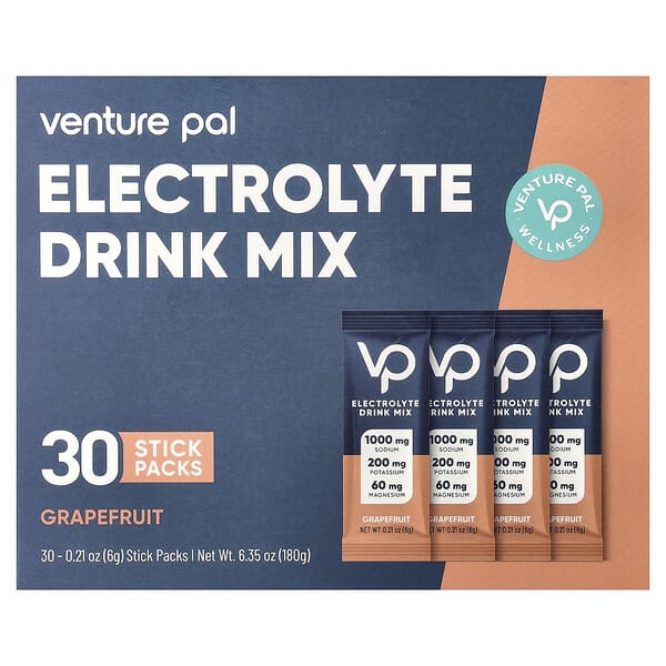 Venture Pal, Electrolyte Drink Mix, Grapefruit, 30 Stick Packs, 0.21 oz (6 g) Each