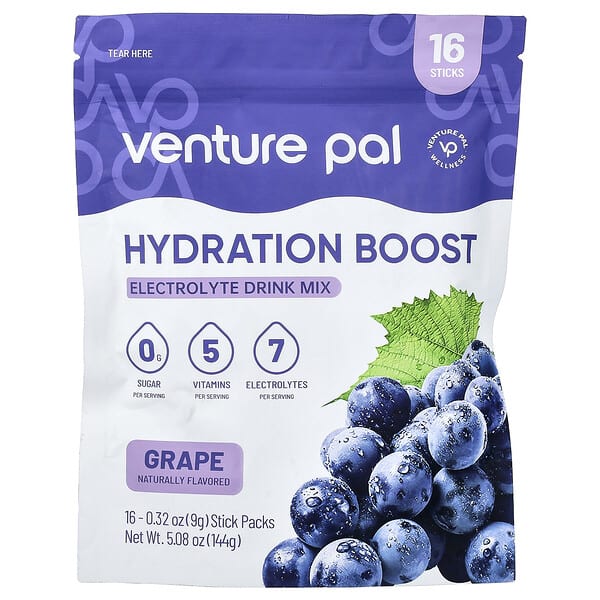 Hydration Boost, Electrolyte Drink Mix, Grape, 16 Stick Packs, 0.32 oz (9 g) Each