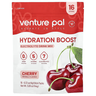 Venture Pal, Hydration Boost, Electrolyte Drink Mix, Cherry, 16 Sticks, 0.32 oz (9 g) Each