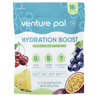 Venture Pal, Hydration Boost, Mezcla para preparar bebidas con electrolitos, Paquete variado, 16 sobrecitos, 9 g (0,32 oz) cada uno