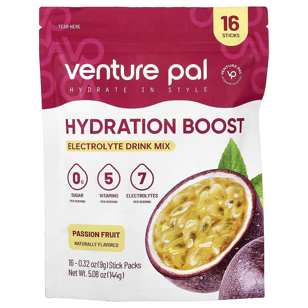 Hydration Boost, Electrolyte Drink Mix, Passion Fruit, 16 Stick Packs, 0.32 oz (9 g) Each