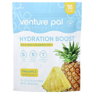 Venture Pal, Hydration Boost, Mix pentru băutură cu electroliți, Ananas, 16 pliculețe, 0,32 oz (9 g) fiecare