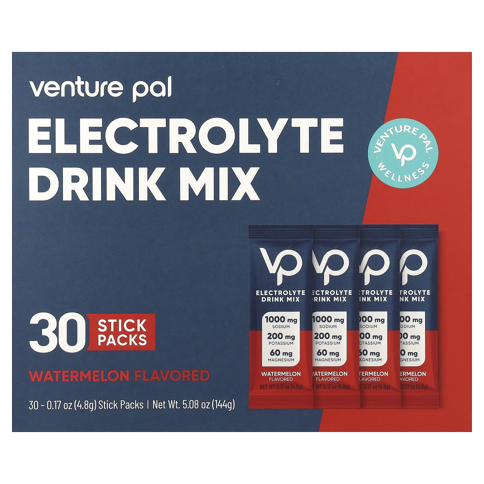 Venture Pal, смесь для приготовления электролитического напитка, со вкусом арбуза, 30 пакетиков по 4,8 г (0,17 унции)
