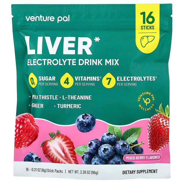 Venture Pal, Hydration Boost + Liver Support, Electrolyte Drink Mix, Mixed Berry, 16 Sticks Packs, 0.21 oz (6 g) Each — product photo 1