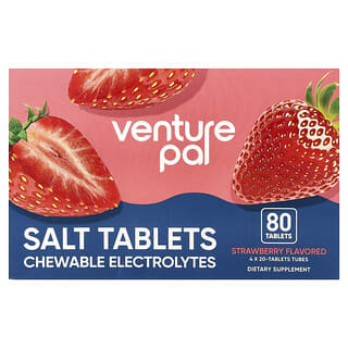 Venture Pal, Tablete de sare masticabile cu electroliți, căpșuni, 4 tuburi, 20 de tablete per tub