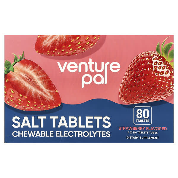 Salt Tablets Chewable Electrolytes, Strawberry, 80 Tablets