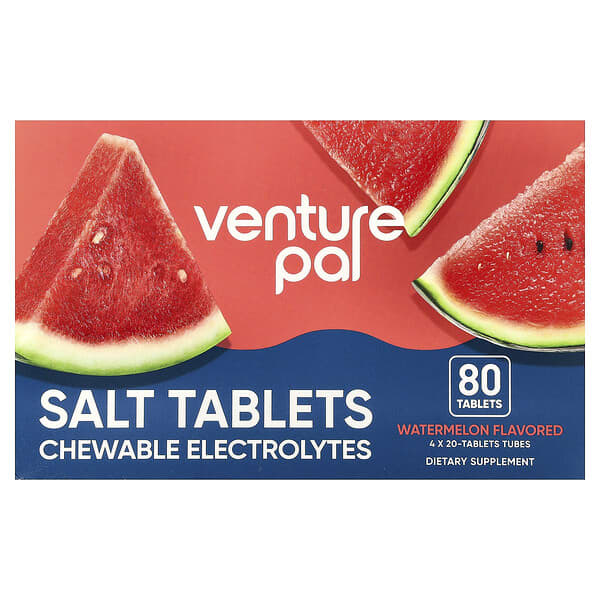 Salt Tablets Chewable Electrolytes, Watermelon, 80 Tablets