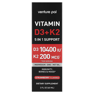 Venture Pal, Vitamin D3 + K2, Strawberry, 2 fl oz (60 ml)
