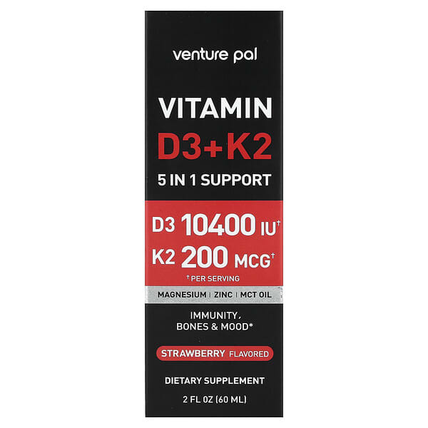 Venture Pal, Vitamin D3 + K2, Strawberry, 2 fl oz (60 ml)
