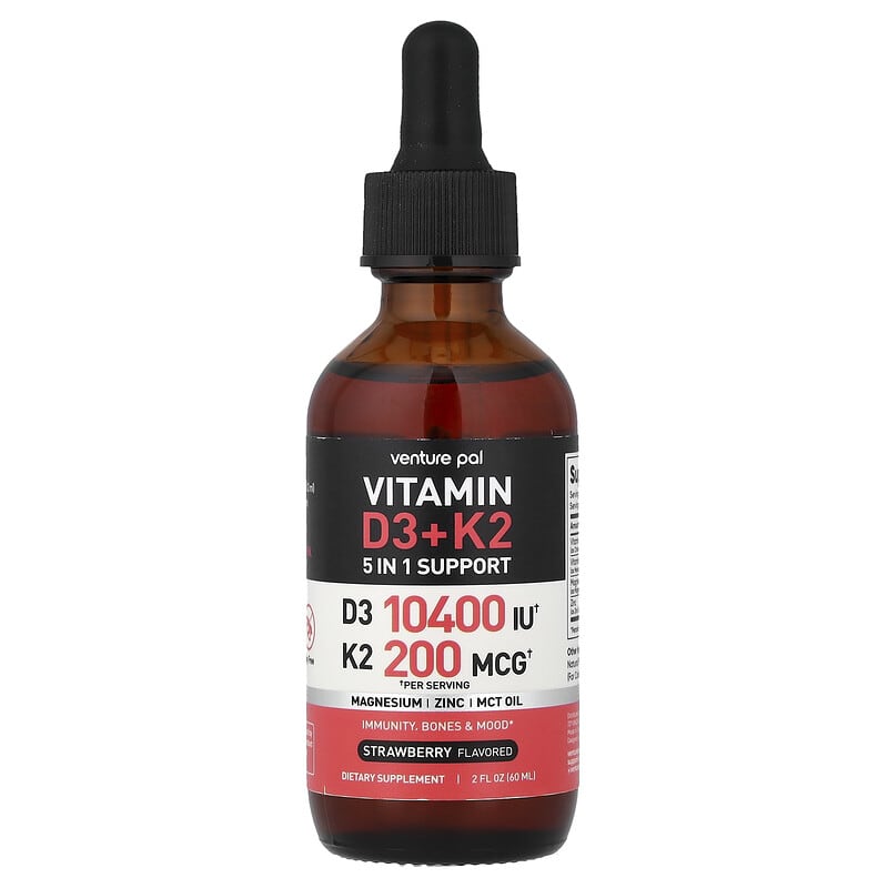 Vitamin D3 + K2, Strawberry, 2 fl oz (60 ml)