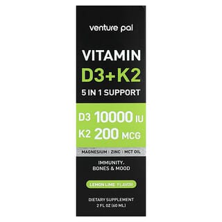 Venture Pal, Vitaminas D3 y K2, Lima limón, 60 ml (2 oz. líq.)