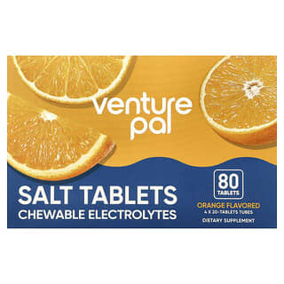 Venture Pal, Tablete de sare, electroliți masticabili, portocală, 4 tuburi, câte 20 de tablete