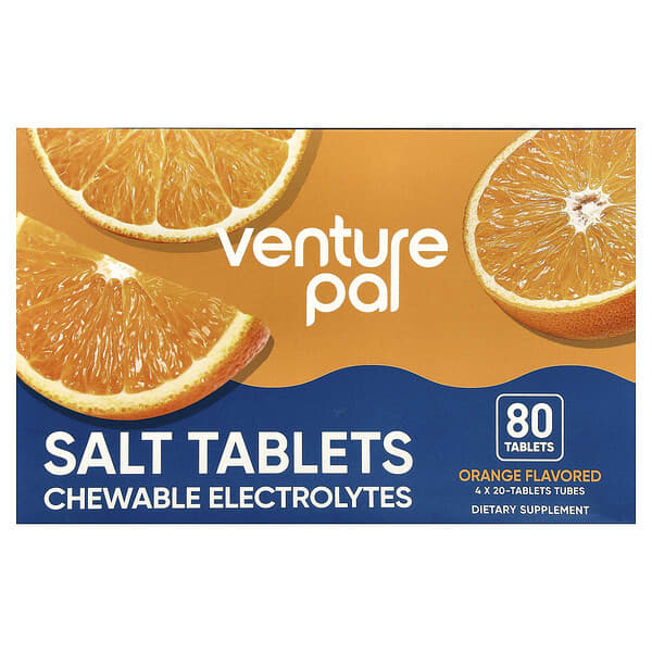 Venture Pal, Electrolitos masticables en comprimidos de sal, Naranja, 80 comprimidos