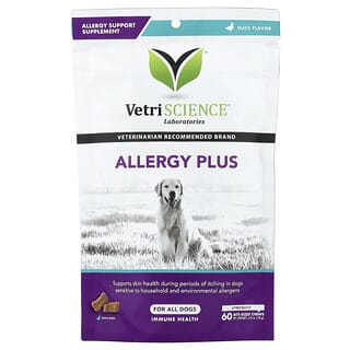 Vetriscience, Allergy Plus，適合所有犬類，鴨肉味，60 片咀嚼片，4.23 盎司（120 克）