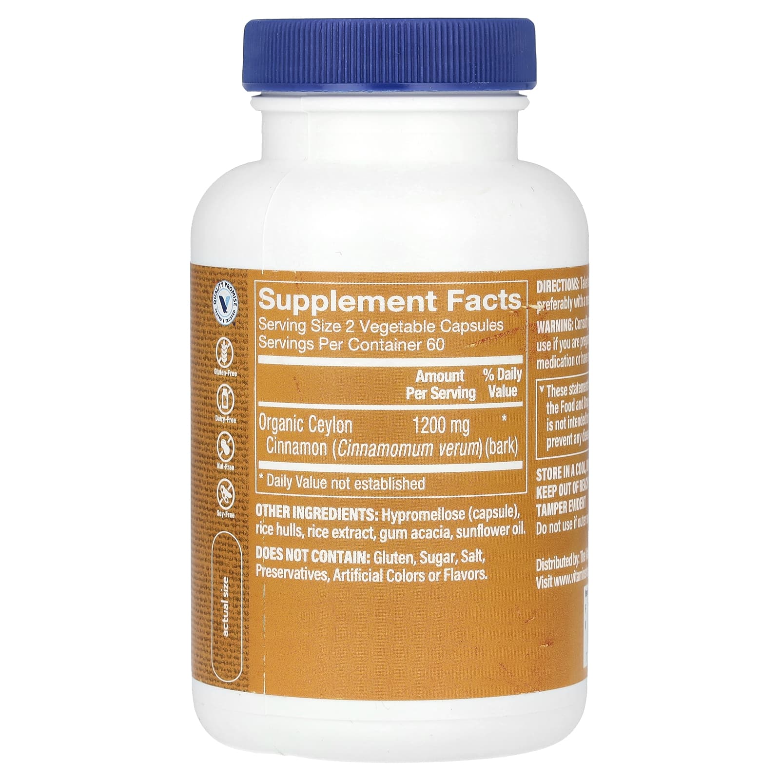 The Vitamin Shoppe, Ceylon Cinnamon, 1,200 mg, 120 Vegetable Capsules