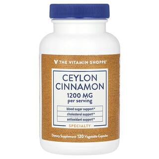The Vitamin Shoppe, Canela de Ceilán, 1200 mg, 120 cápsulas vegetales (600 mg por cápsula)