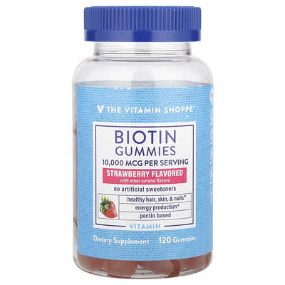 The Vitamin Shoppe, Biotin Gummies, Strawberry, 120 Gummies (5,000 mcg per Gummy)