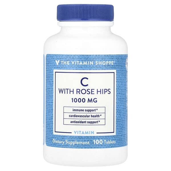 The Vitamin Shoppe, 含玫瑰果的維生素 C，100 片