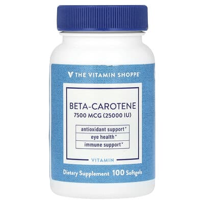 The Vitamin Shoppe, Beta-Carotene, 7,500 mcg (25,000 IU), 100 Softgels