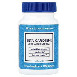 The Vitamin Shoppe, Beta-caroteno , 7 500 mcg (25 000 UI), 100 cápsulas blandas