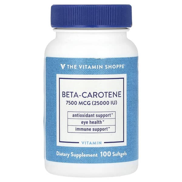 Beta-Carotene, 7,500 mcg (25000 IU), 100 Softgels