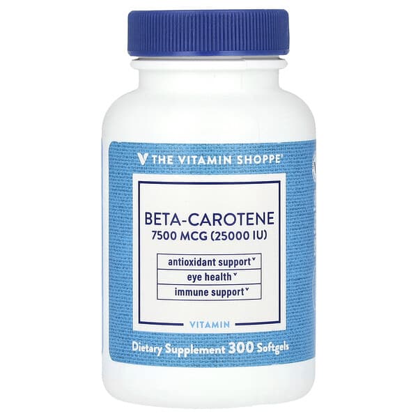 The Vitamin Shoppe, 베타카로틴, 7,500mcg(25,000IU), 소프트젤 300정