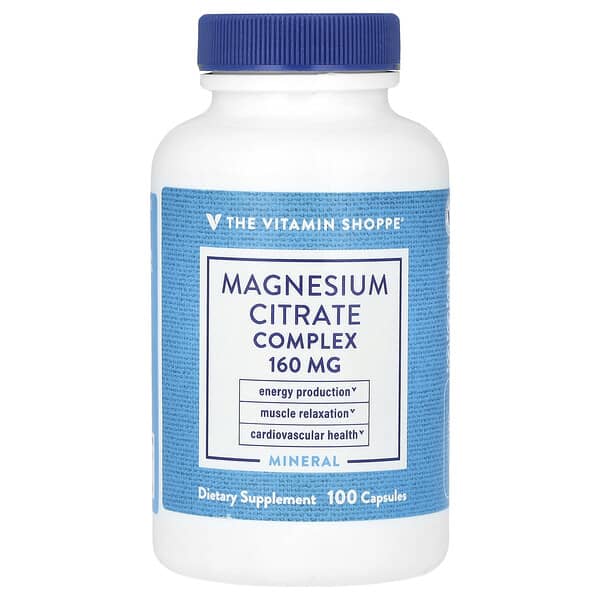 The Vitamin Shoppe, Complejo de citrato de magnesio, 160 mg, 100 cápsulas
