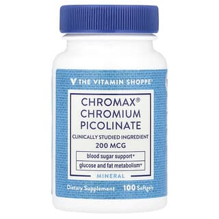 The Vitamin Shoppe, Picolinato di cromo Chromax®, 200 mcg, 100 capsule molli