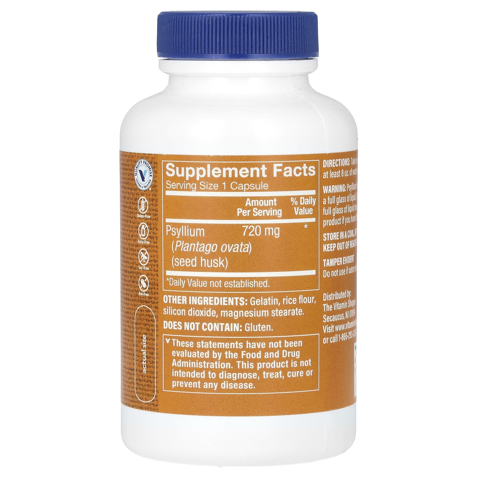 The Vitamin Shoppe, Psyllium Husks, 100 Capsules