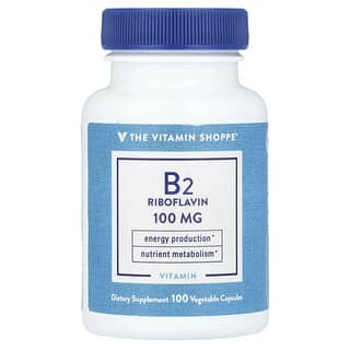 The Vitamin Shoppe, Vitamina B2 Riboflavina, 100 mg, 100 Cápsulas Vegetais