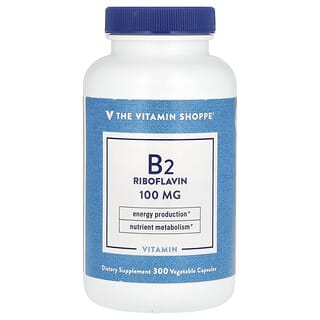 The Vitamin Shoppe, вітамін B2, рибофлавін, 100 мг, 300 рослинних капсул