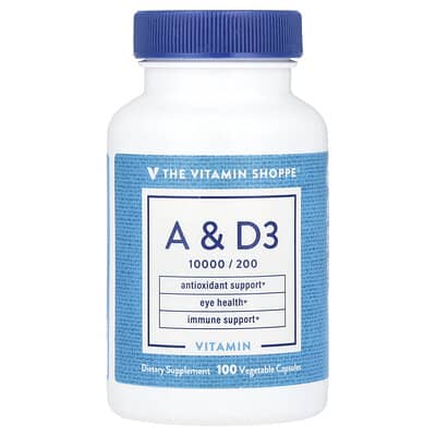 The Vitamin Shoppe, Vitamins A & D3, 100 Vegetarian Capsules