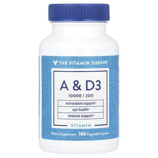 The Vitamin Shoppe, Vitaminas A y D3, 100 cápsulas vegetales