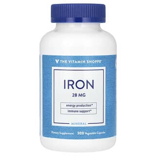 The Vitamin Shoppe, железо, 28 мг, 300 растительных капсул