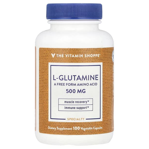 L-Glutamine, 500 mg, 100 Vegetable Capsules