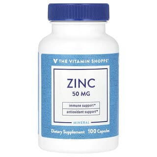 The Vitamin Shoppe, Zinco, 50 mg, 100 Cápsulas