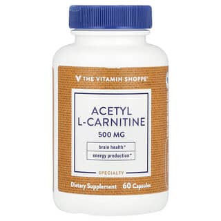 The Vitamin Shoppe, アセチルL-カルニチン、500mg、60粒