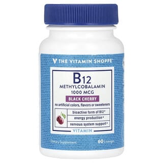 The Vitamin Shoppe‏, B12 מתילקובלמין, דובדבן שחור, 1,000 מק"ג, 60 לכסניות