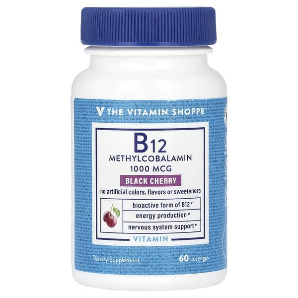 The Vitamin Shoppe, B12，黑櫻桃，1,000 微克，60 粒錠劑