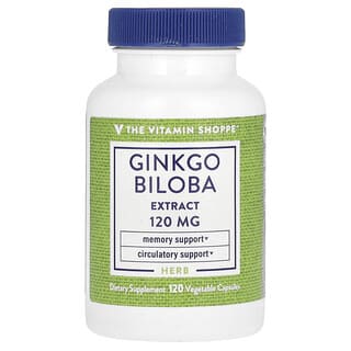 The Vitamin Shoppe, Ginkgo Biloba Extract, Ginkgoextrakt, 120 mg, 120 pflanzliche Kapseln