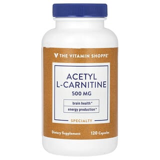 The Vitamin Shoppe, Acetilcarnitina, 500 mg, 120 Cápsulas