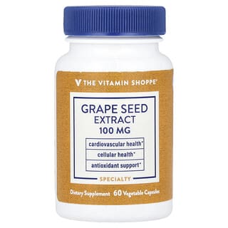 The Vitamin Shoppe, Extracto de semilla de uva, 100 mg, 60 cápsulas vegetales