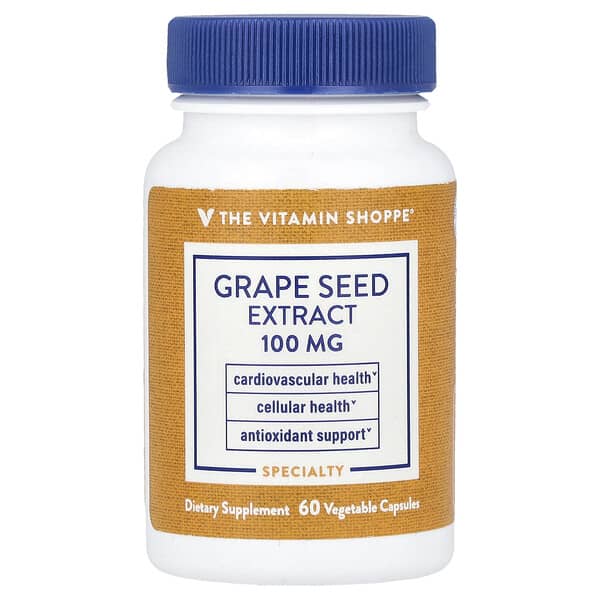 The Vitamin Shoppe, 포도씨 추출물, 100mg, 베지 캡슐 60정