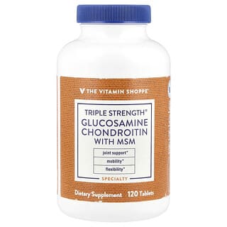 The Vitamin Shoppe, Glucosamina y condroitina con MSM, Triple concentración, 120 comprimidos