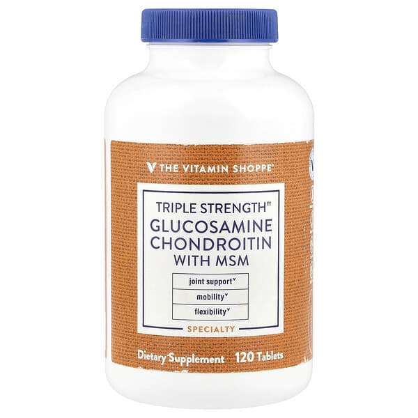 The Vitamin Shoppe, 含 MSM 的三倍強度葡萄糖胺軟骨素，120 片