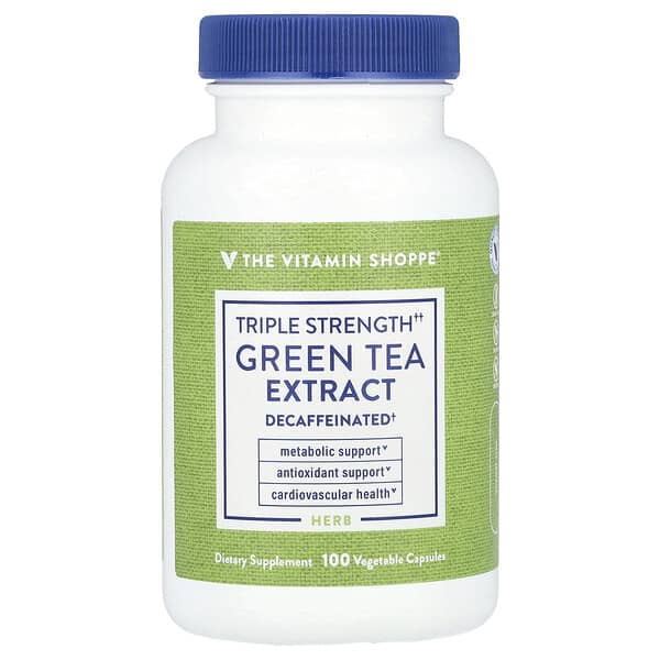 The Vitamin Shoppe Green Tea Extract, Triple Strength, Decaffeinated, 100 Vegetable Capsules (750 mg per Capsule)